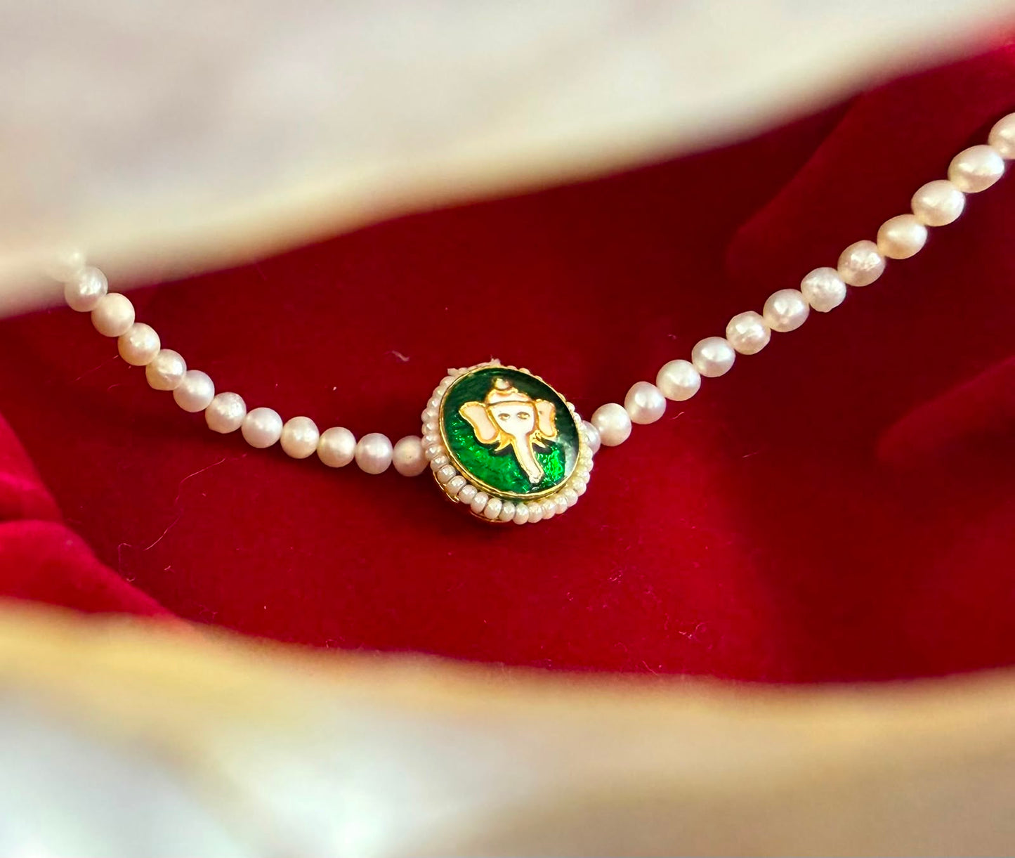 Natural Freshwater Pearl Rakhi | Elegant Raksha Bandhan Bracelet | Handmade Festival Jewelry