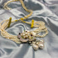Handmade Freshwater Pearl Multi-Strand Choker | Tahitian Mother of Pearl Floral Centerpiece | Luxury Pearl Necklace for Women