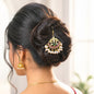 Fresh water pearl with brass stones  Hair brooch