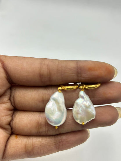 Natural Freshwater Pearl Necklace with pearl earring | Handmade Elegant Pearl Jewelry | Brass Lock
