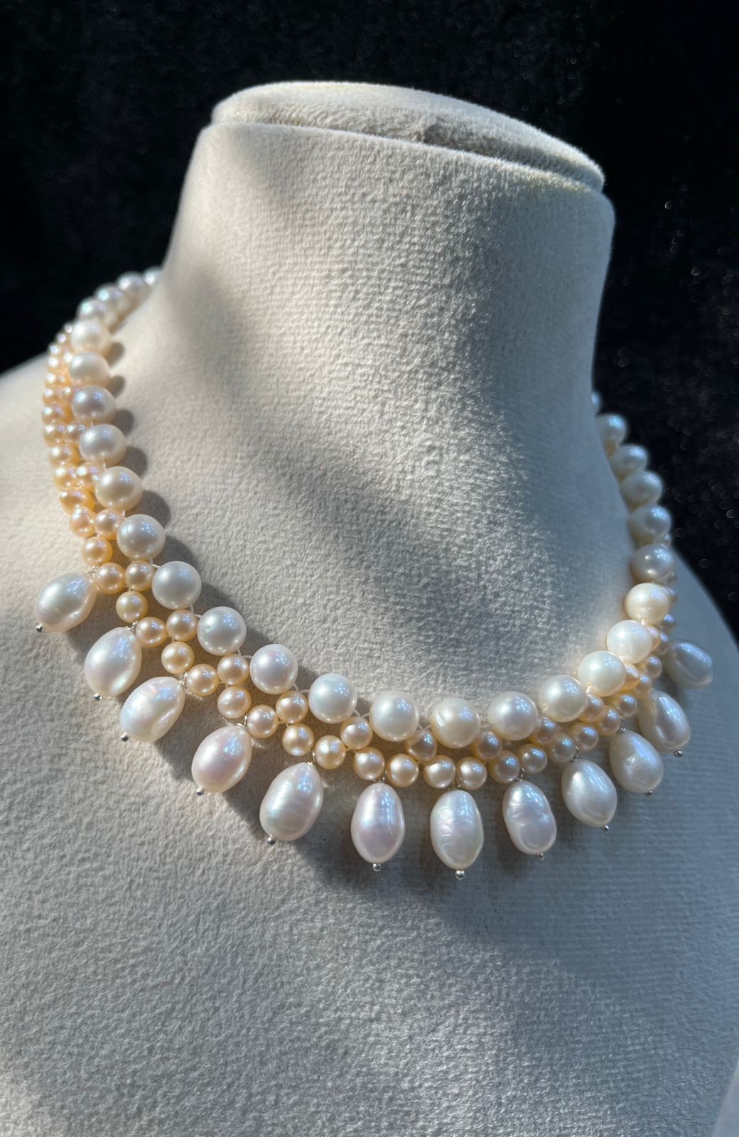 Natural Freshwater Pearl Necklace with pearl earring | Handmade Elegant Pearl Jewelry | Brass Lock
