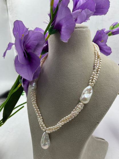 Natural Freshwater Pearl Necklace with pearl earring | Handmade Elegant Pearl Jewelry | Brass Lock