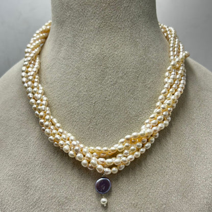Natural Freshwater Pearl Necklace | Handmade Elegant Pearl Jewelry | Brass Lock