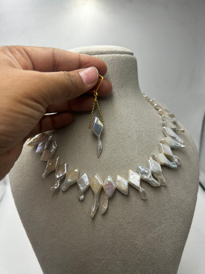 Natural Freshwater Pearl Necklace with pearl earring | Handmade Elegant Pearl Jewelry | Brass Lock