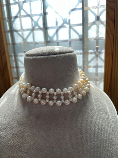 Natural Freshwater Pearl Choker  with pearl earring | Handmade Elegant Pearl Jewelry | Brass Lock