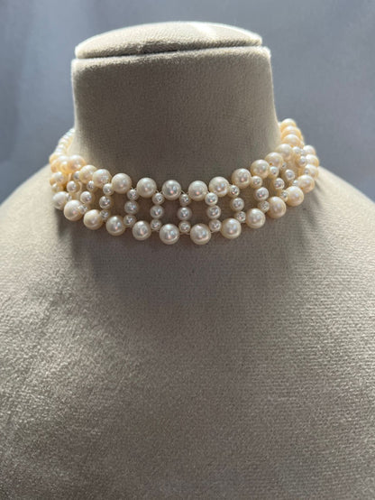 Natural Freshwater Pearl Choker  with pearl earring | Handmade Elegant Pearl Jewelry | Brass Lock