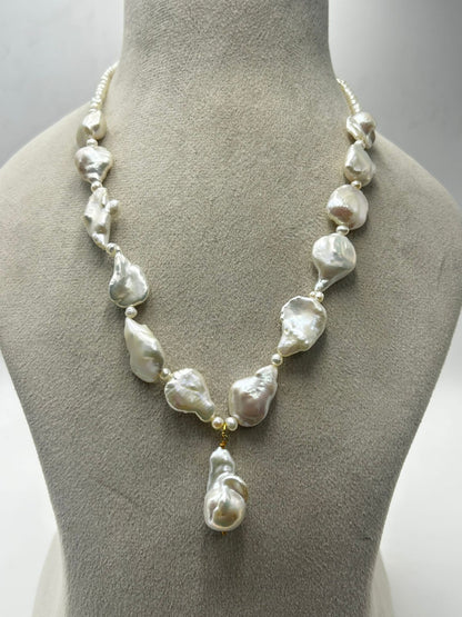 Natural Freshwater Pearl Necklace with pearl earring | Handmade Elegant Pearl Jewelry | Brass Lock