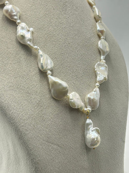 Natural Freshwater Pearl Necklace with pearl earring | Handmade Elegant Pearl Jewelry | Brass Lock