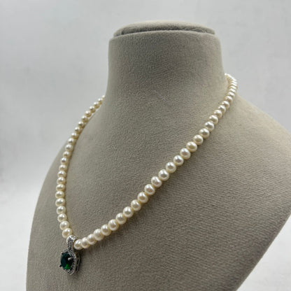 Natural Freshwater Pearl Necklace with Studs  | Handmade Elegant Pearl Jewelry | Brass Lock