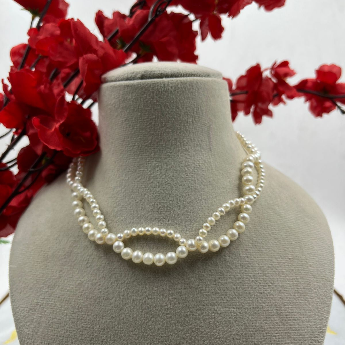 Natural Freshwater Pearl Necklace with pearl earring | Handmade Elegant Pearl Jewelry | Brass Lock