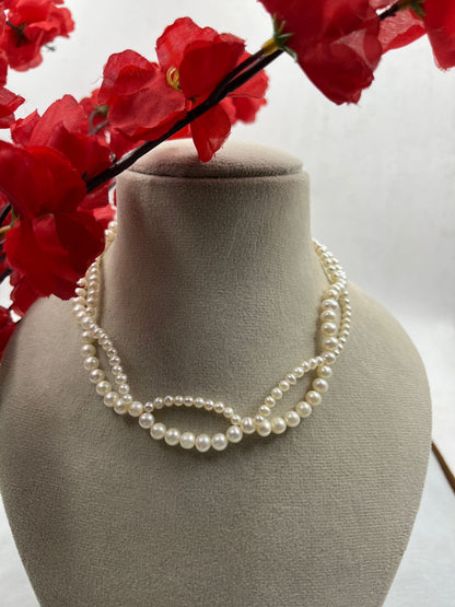 Natural Freshwater Pearl Necklace with pearl earring | Handmade Elegant Pearl Jewelry | Brass Lock