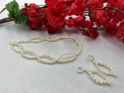 Natural Freshwater Pearl Necklace with pearl earring | Handmade Elegant Pearl Jewelry | Brass Lock