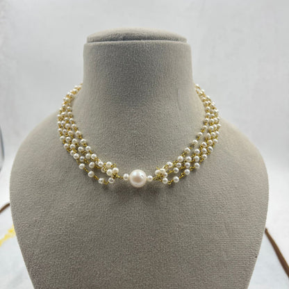 Natural Freshwater Pearl Choker  | Handmade Elegant Pearl Jewelry | Brass Lock