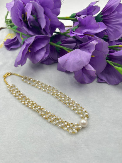 Natural Freshwater Pearl Choker  | Handmade Elegant Pearl Jewelry | Brass Lock