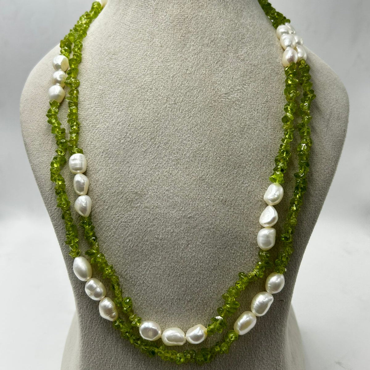 Peridot & Freshwater Pearl Necklace | Natural Green Gemstone Jewelry | Elegant Handmade Necklace
