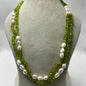 Peridot & Freshwater Pearl Necklace | Natural Green Gemstone Jewelry | Elegant Handmade Necklace