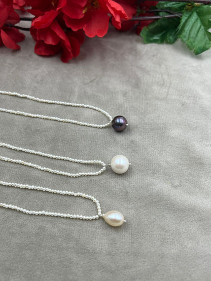 Natural Freshwater Pearl Necklace  | Handmade Elegant Pearl Jewelry | Brass Lock