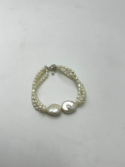 Natural Freshwater Pearl Braclete  | Handmade Elegant Pearl Jewelry | Brass Lock