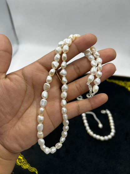 Freshwater Pearl Jewelry Combo Set | Pearl Necklace, Earrings & Bracelet | Elegant Gift for Her