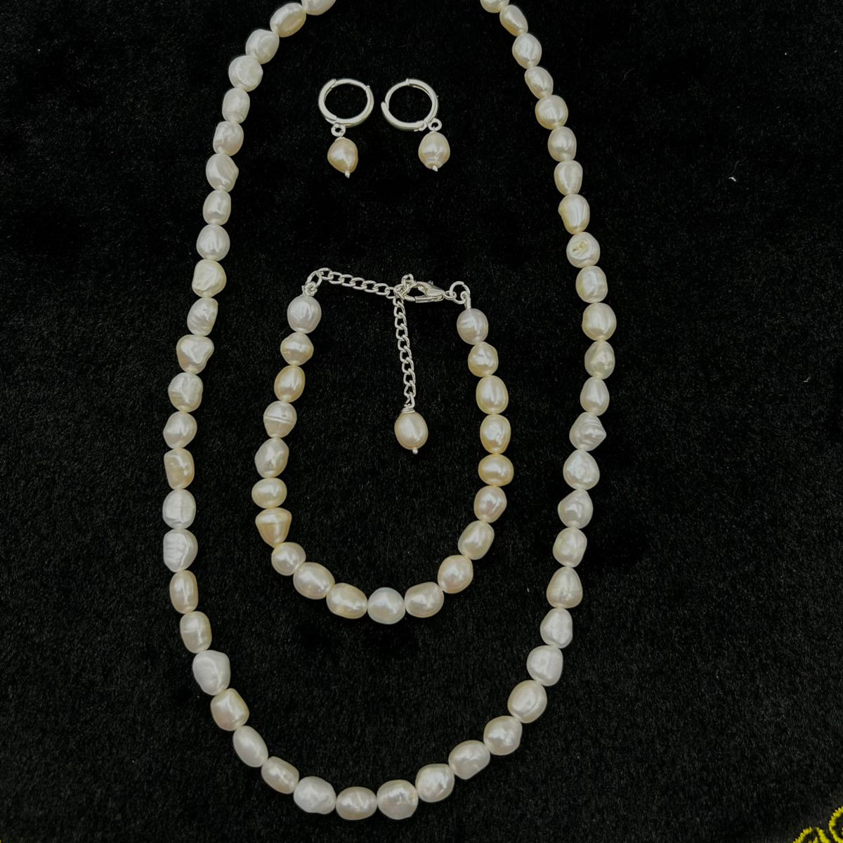 Freshwater Pearl Jewelry Combo Set | Pearl Necklace, Earrings & Bracelet | Elegant Gift for Her