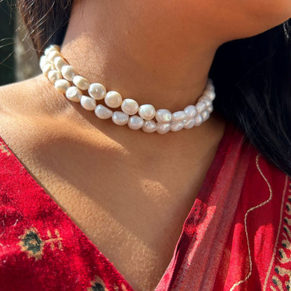 Freshwater Pearl Necklace & Earrings Set | Elegant Pearl Jewelry Set