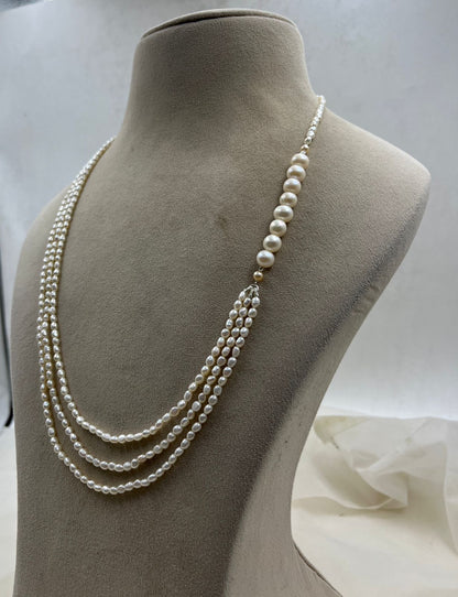Real Freshwater Cultured Pearl Necklace – Multi-Strand Statement Jewelry