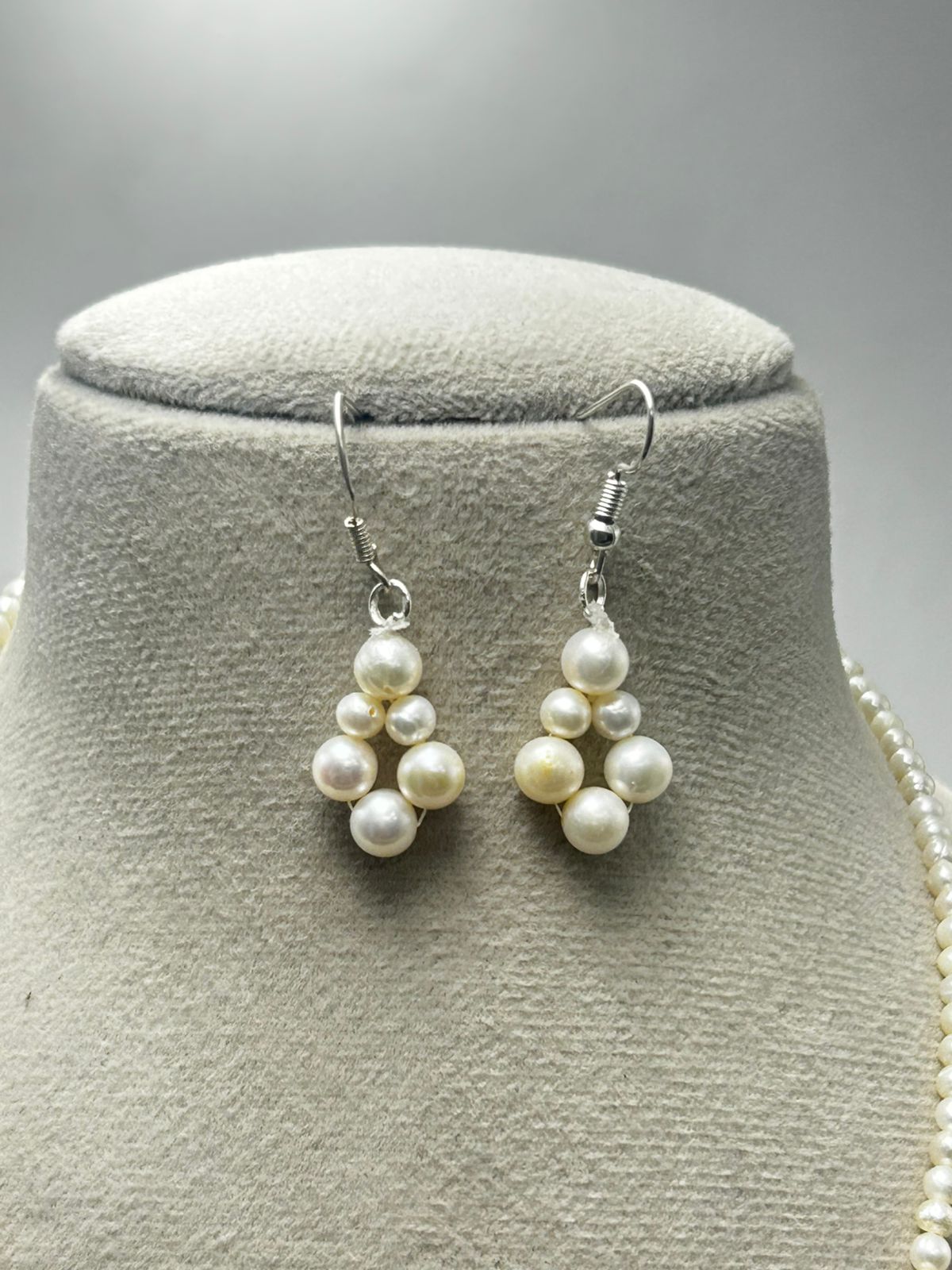 Real Freshwater Cultured Pearl Necklace & Earrings Set – Statement Bridal Jewelry