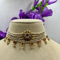 Festive Basara-Tone Freshwater Pearl Choker Set with Earrings & Stone Detailing