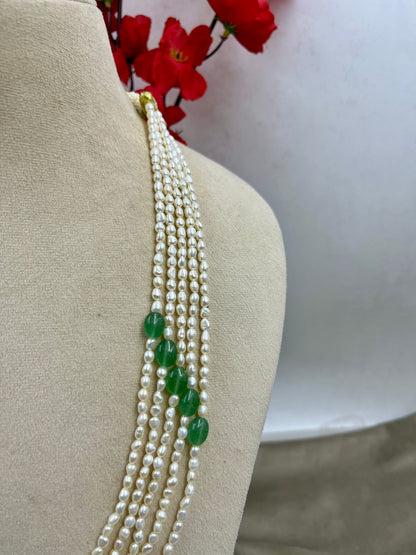 Real Freshwater Cultured Pearl Necklace & Earrings Set with Imitation Stones