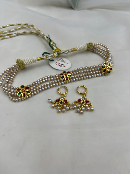 Freshwater Pearl Choker Necklace With Earrings  | Elegant Pearl Collar Necklace | Classic Handmade Jewelry for Women | Bridal & Wedding Jewelry