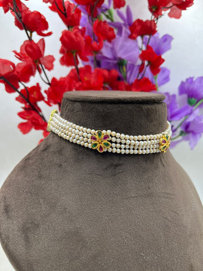 Freshwater Pearl Choker Necklace With Earrings  | Elegant Pearl Collar Necklace | Classic Handmade Jewelry for Women | Bridal & Wedding Jewelry