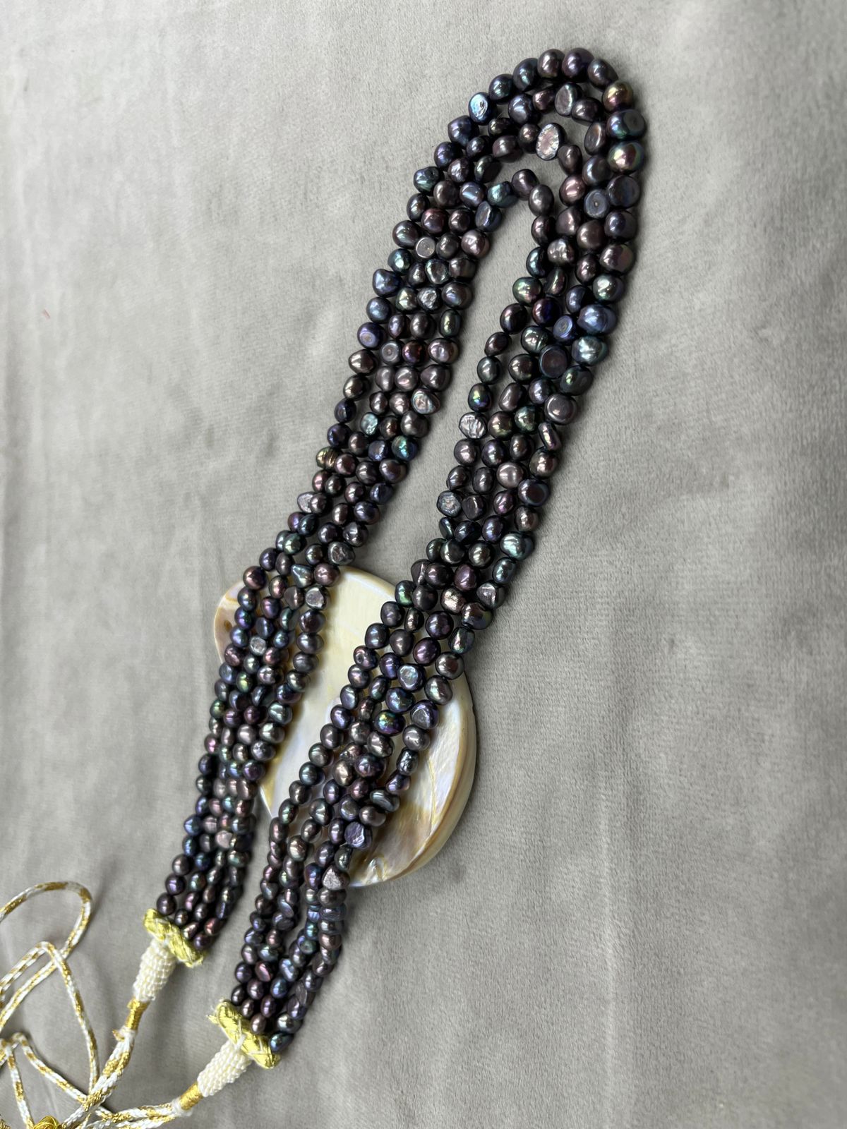 Freshwater Pearl Kantha with Sarafa | Black Freshwater Pearl Necklace | Traditional Indian Layered Pearl Jewelry | Elegant Handmade Necklace
