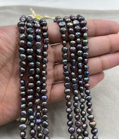 Freshwater Pearl Kantha with Sarafa | Black Freshwater Pearl Necklace | Traditional Indian Layered Pearl Jewelry | Elegant Handmade Necklace