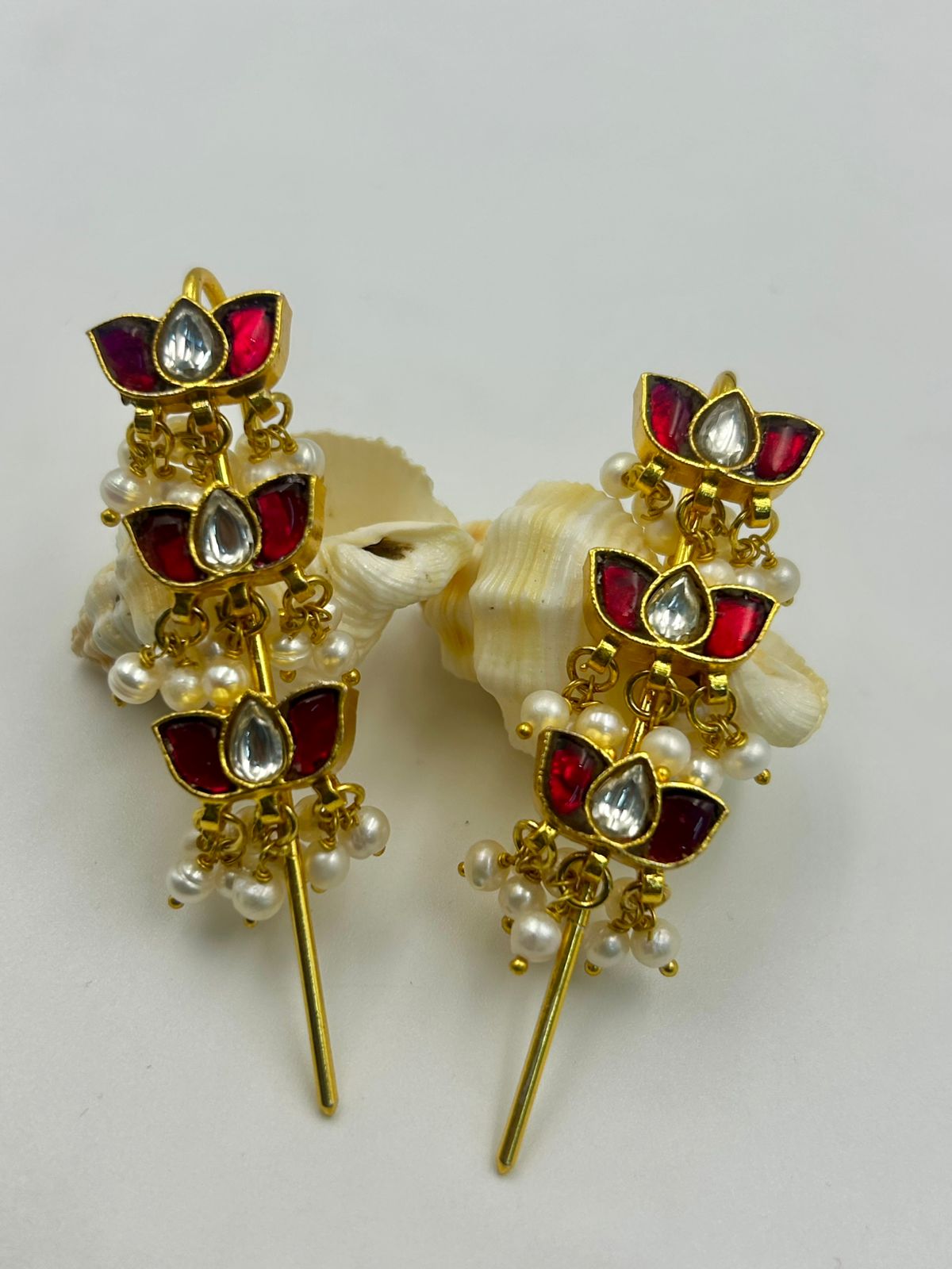 Freshwater Pearl Ear Cuffs | Brass Pearl Earrings | Elegant Handmade Ear Cuffs | Traditional Indian Jewelry | Unique Gift for Women