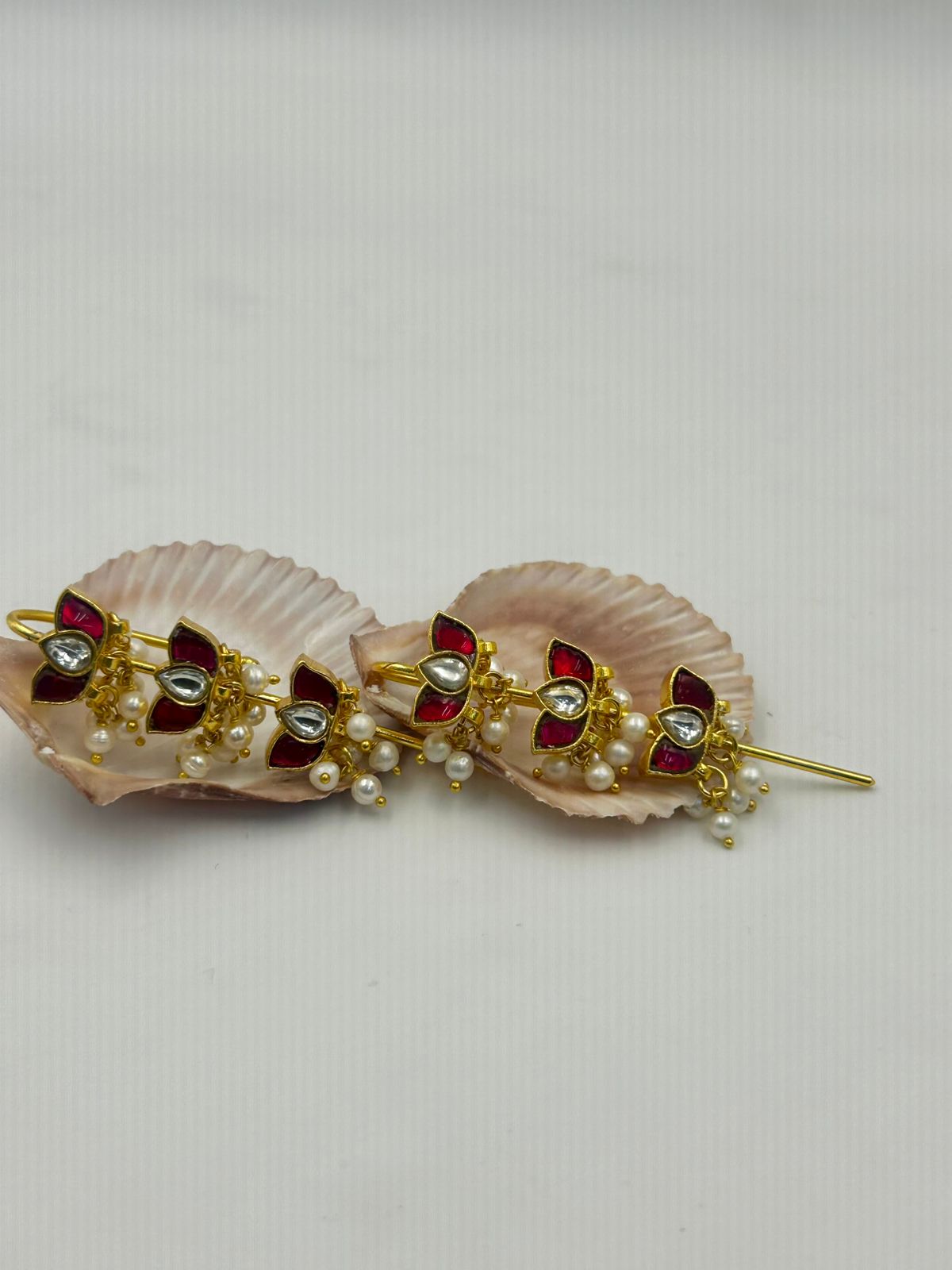 Freshwater Pearl Ear Cuffs | Brass Pearl Earrings | Elegant Handmade Ear Cuffs | Traditional Indian Jewelry | Unique Gift for Women