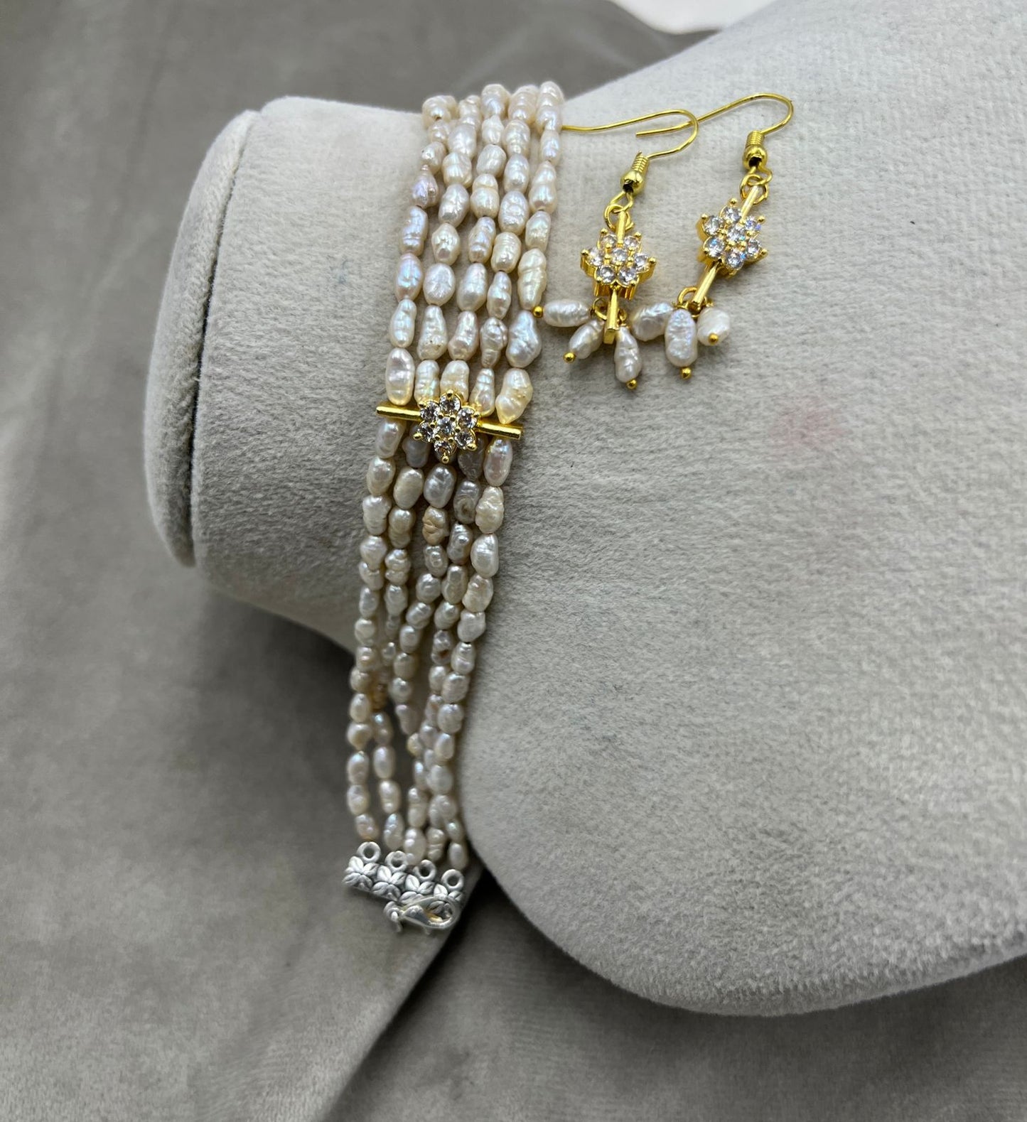 Freshwater Pearl Choker Set with Earrings & Bracelet | Basara Color Pearl Jewelry Set | Elegant Handmade Pearl Jewelry | Traditional Indian Bridal Gift