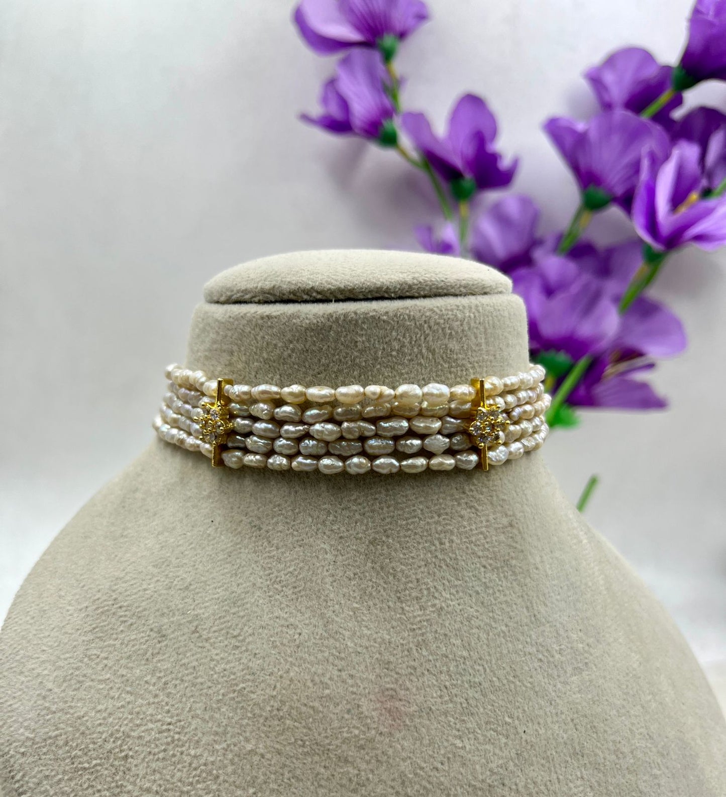 Freshwater Pearl Choker Set with Earrings & Bracelet | Basara Color Pearl Jewelry Set | Elegant Handmade Pearl Jewelry | Traditional Indian Bridal Gift