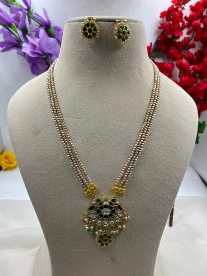 # Freshwater Pearl Necklace with Brass Earrings | Elegant Pearl Jewelry Set