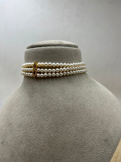 Freshwater Pearl Choker Necklace with Pearl Stud Earrings | Elegant Pearl Jewelry Set
