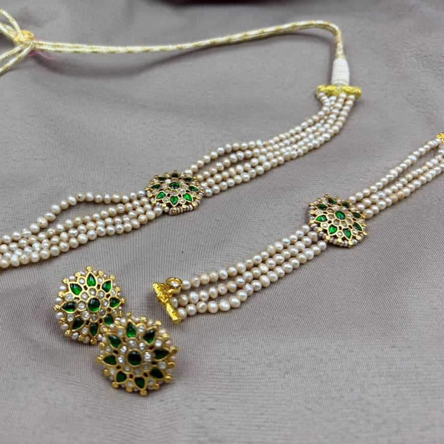 Freshwater Pearl Jewelry Set | Basara Colour Pearl Necklace & Matching Earrings | Elegant Pearl Combo Set for Women | Bridal & Occasion Wear