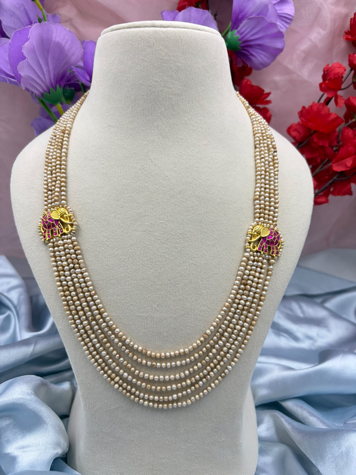 Freshwater Pearl Kantha Necklace in Basra Colour | Traditional Pearl Statement Necklace | Elegant Handmade Pearl Jewelry | Bridal & Festive Wear