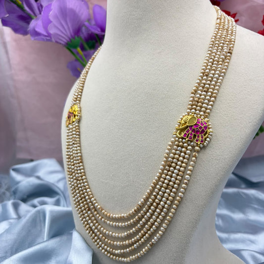 Freshwater Pearl Kantha Necklace in Basra Colour | Traditional Pearl Statement Necklace | Elegant Handmade Pearl Jewelry | Bridal & Festive Wear