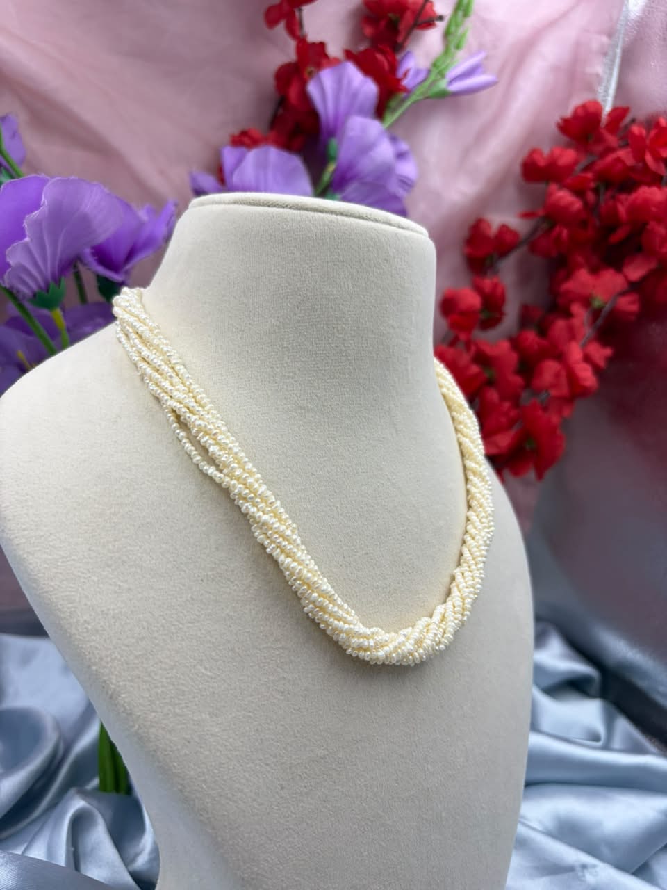 Freshwater Pearl Twisted Necklace | Elegant Twisted Pearl Statement Necklace | Handmade Pearl Jewelry | Bridal & Party Wear Necklace