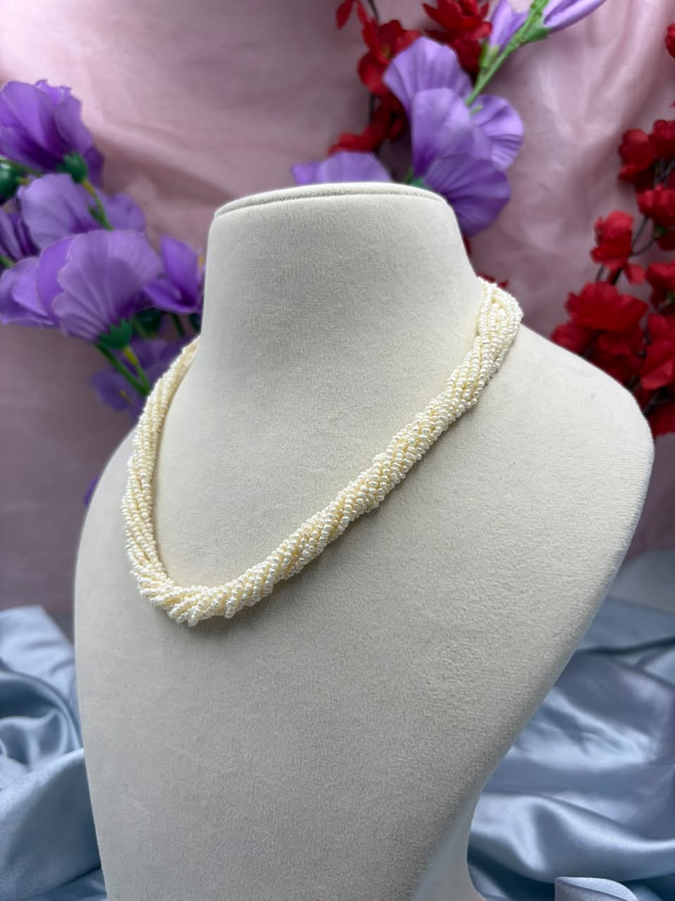Freshwater Pearl Twisted Necklace | Elegant Twisted Pearl Statement Necklace | Handmade Pearl Jewelry | Bridal & Party Wear Necklace
