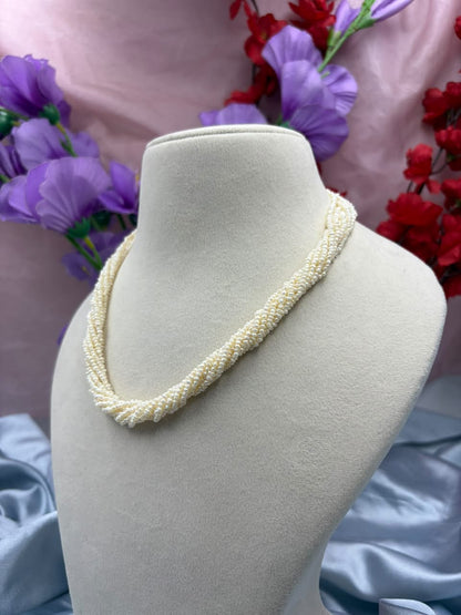 Freshwater Pearl Twisted Necklace | Elegant Twisted Pearl Statement Necklace | Handmade Pearl Jewelry | Bridal & Party Wear Necklace