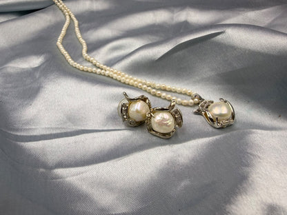 Freshwater Pearl Necklace with Earrings Set | Elegant Pearl Jewelry Combo | Handmade Pearl Necklace & Earring Set | Bridal & Gift Jewelry