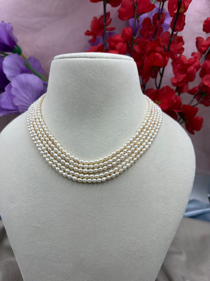 Freshwater Pearl 5-Layer Necklace | Layered Pearl Statement Necklace | Elegant Handmade Pearl Jewelry | Bridal & Party Wear Necklace