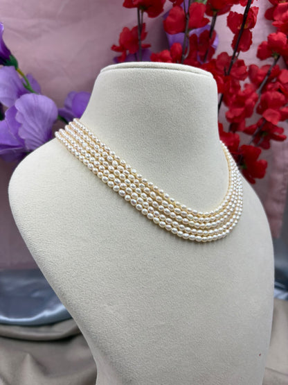 Freshwater Pearl 5-Layer Necklace | Layered Pearl Statement Necklace | Elegant Handmade Pearl Jewelry | Bridal & Party Wear Necklace