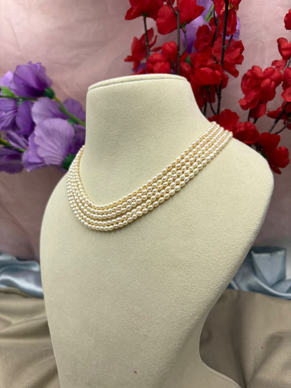 Freshwater Pearl 5-Layer Necklace | Layered Pearl Statement Necklace | Elegant Handmade Pearl Jewelry | Bridal & Party Wear Necklace