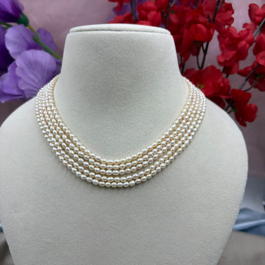 Freshwater Pearl 5-Layer Necklace | Layered Pearl Statement Necklace | Elegant Handmade Pearl Jewelry | Bridal & Party Wear Necklace